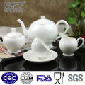 Small white fine bone china ceramic teapots with two handle